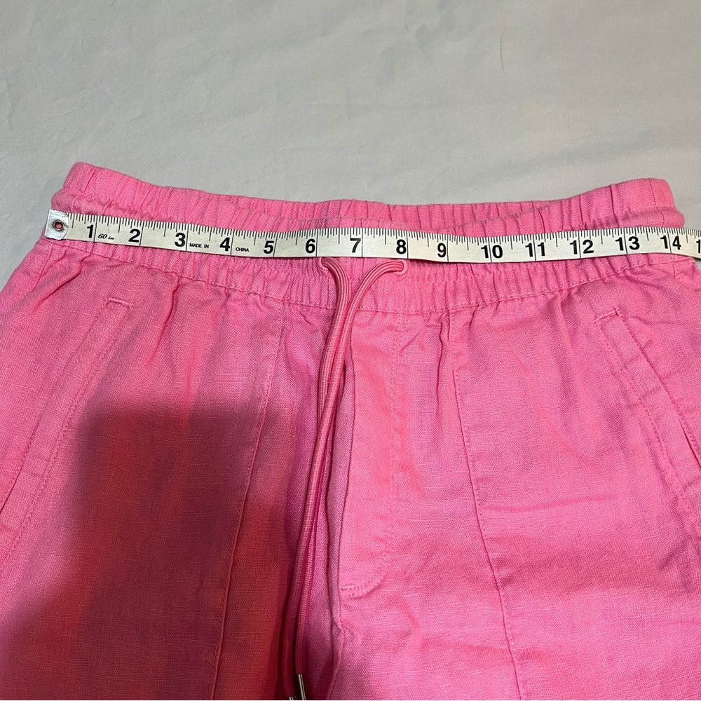 Athleta Retreat 100% Linen Wide Leg Pants Pink Side Slit Resortwear Small Petite - Picture 12 of 13